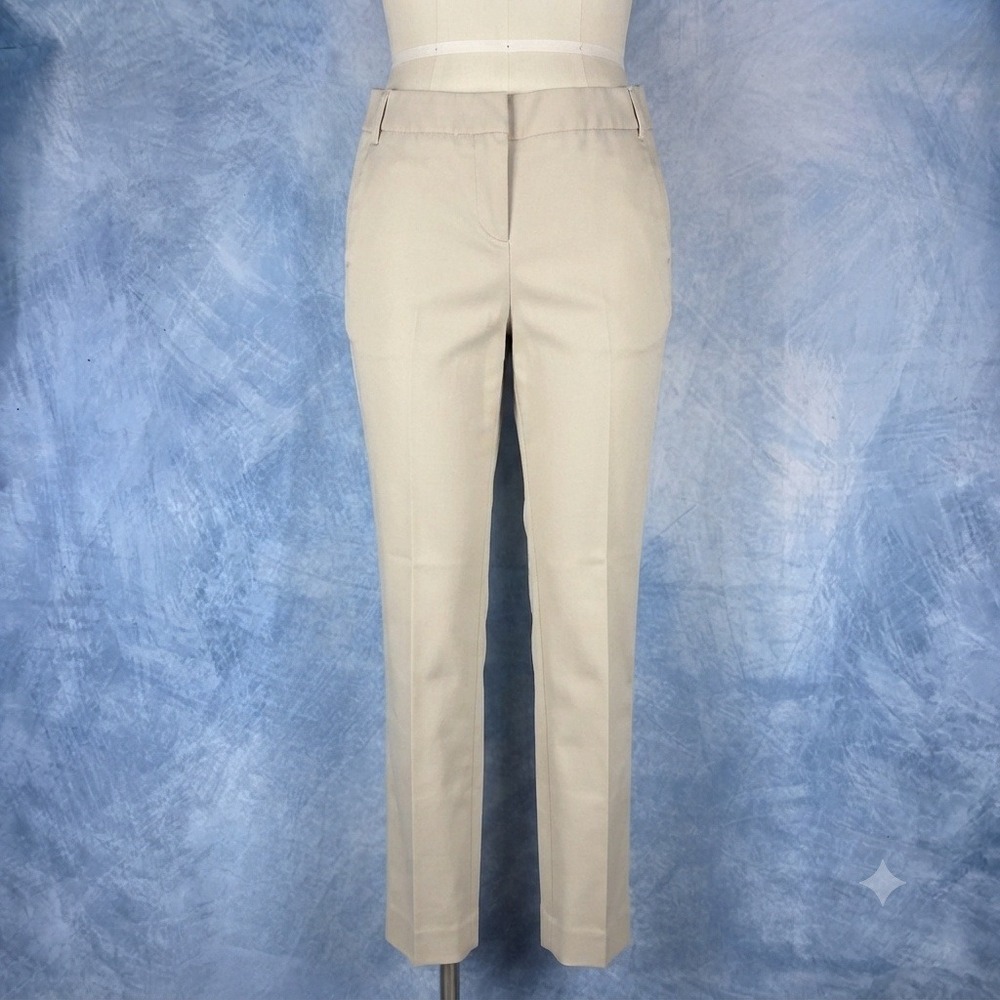 Amanda + Chelsea Womens Beige Khaki Slim Leg Dress Pants Size 6 Stretch Career